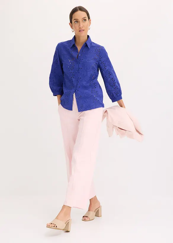 Bluse med hullbroderi, bonprix