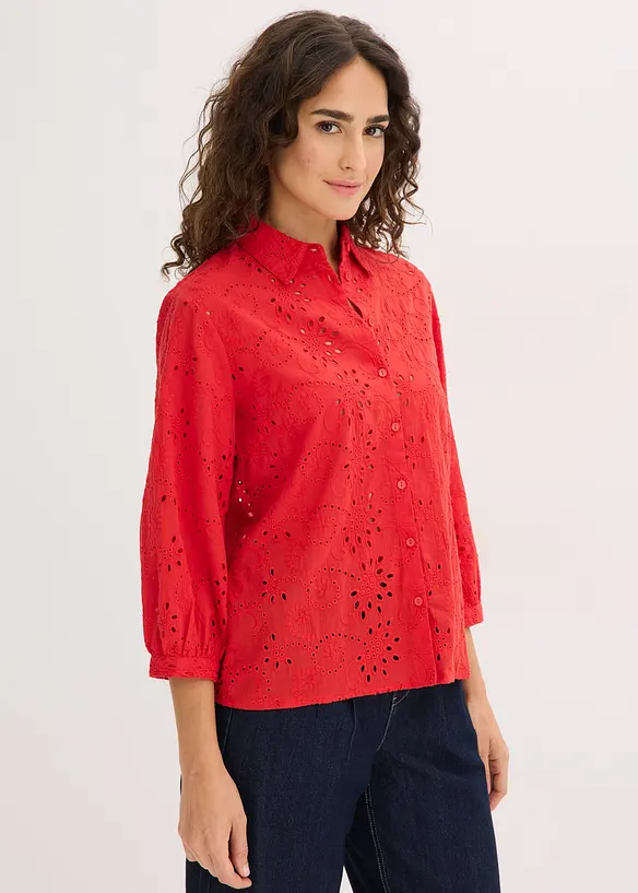 Bluse med hullbroderi, bonprix