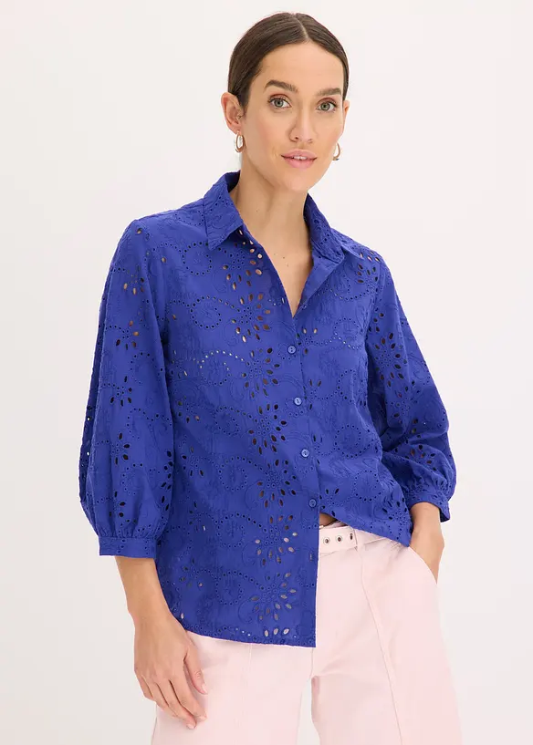 Bluse med hullbroderi, bonprix