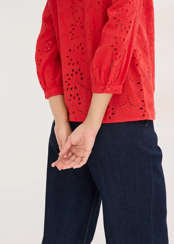 Bluse med hullbroderi, bonprix