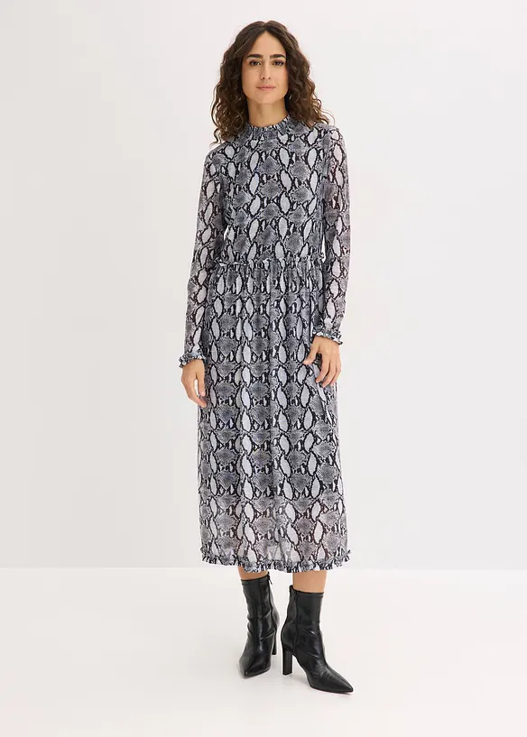 Midikjole i myk mesh, bonprix