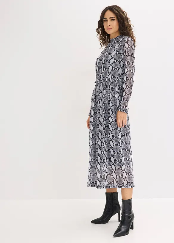 Midikjole i myk mesh, bonprix