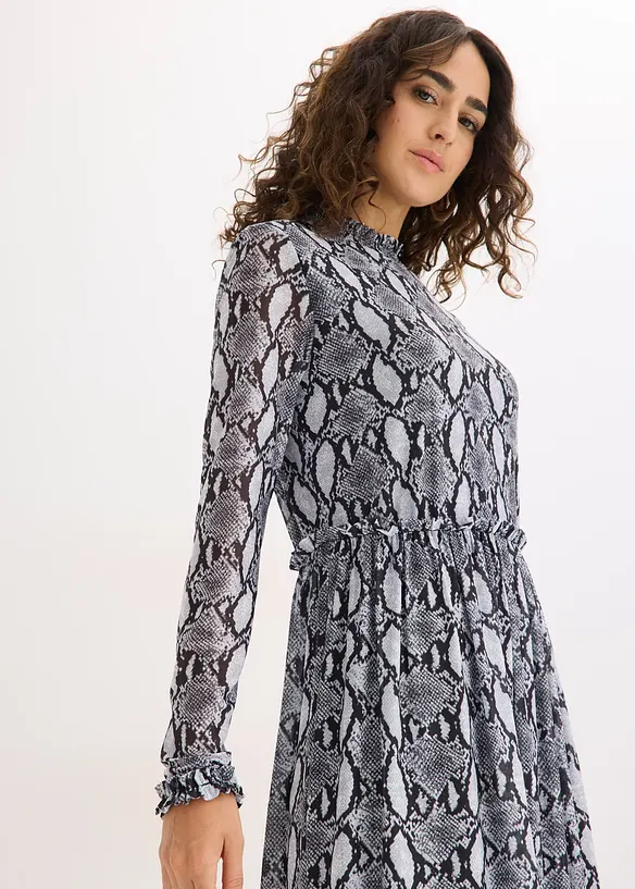 Midikjole i myk mesh, bonprix