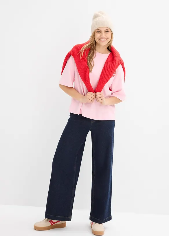 Boxy topp av formstabil bomull, bonprix