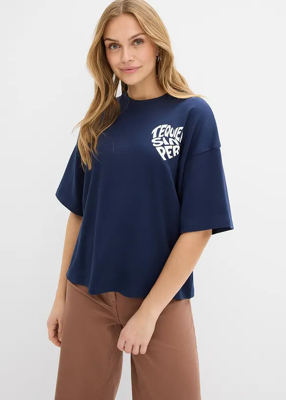 Boxy topp av formstabil bomull, bonprix
