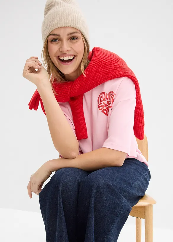 Boxy topp av formstabil bomull, bonprix