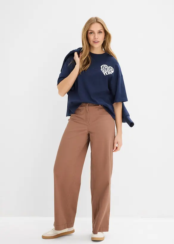 Boxy topp av formstabil bomull, bonprix