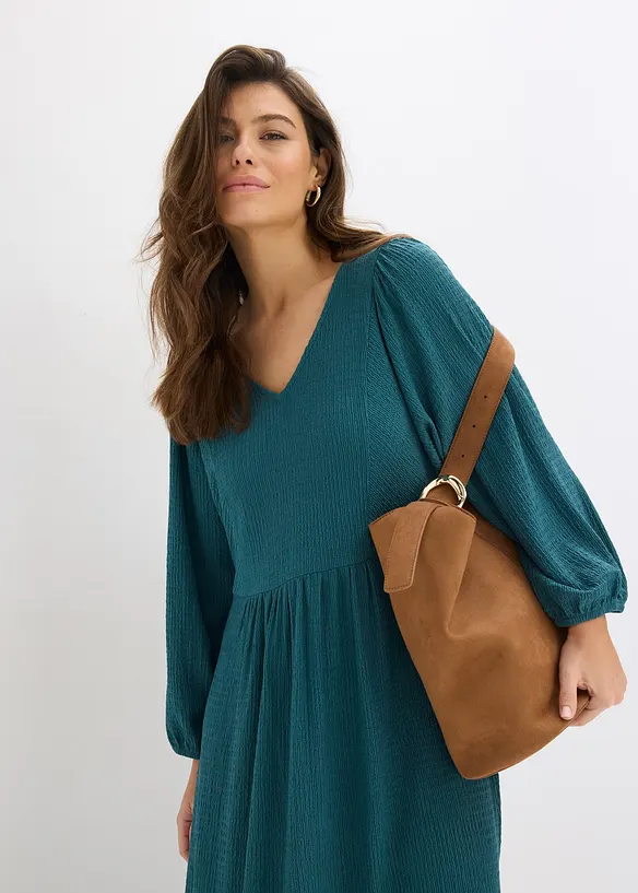 Midikjole i strukturert jersey, bonprix