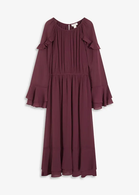 Chiffonkjole med volanger, bonprix