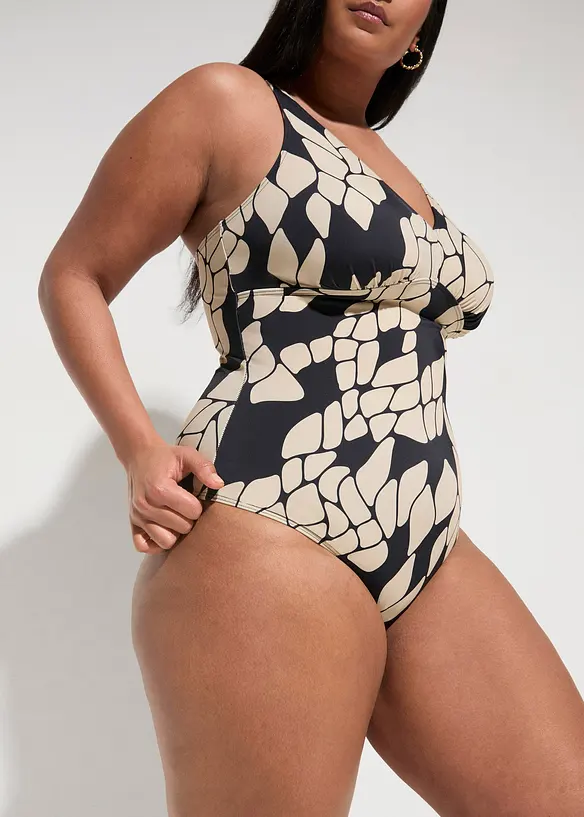 Shape-badedrakt med V-hals, middels formende, bonprix