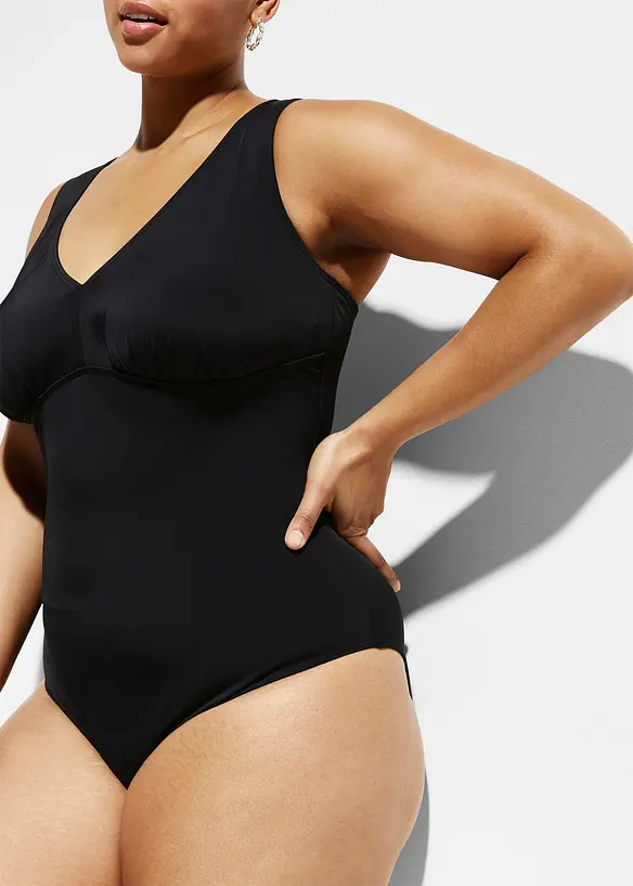 Shape-badedrakt med V-hals, middels formende, bonprix