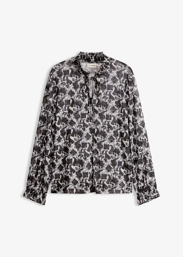 Langermet topp i lett mesh, bonprix