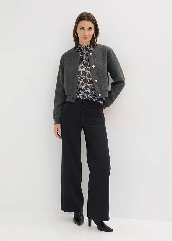 Langermet topp i lett mesh, bonprix