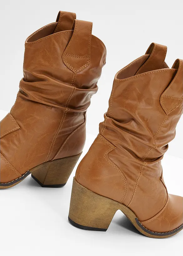 Cowboyboots med rynket skaft, bonprix