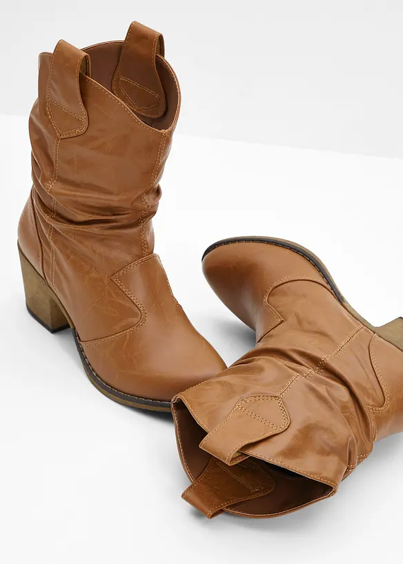 Cowboyboots med rynket skaft, bonprix