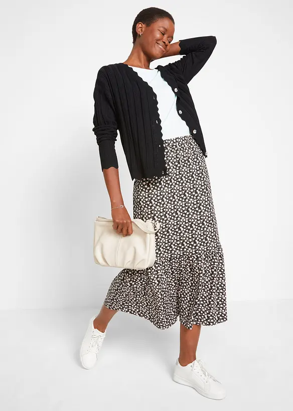 Kort strikkejakke med hullm&oslash;nster, bonprix