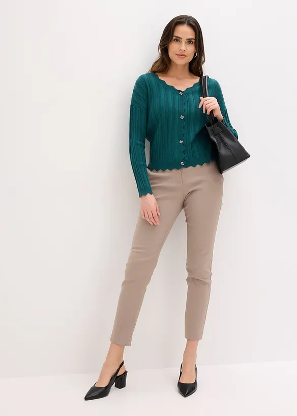 Kort strikkejakke med hullm&oslash;nster, bonprix