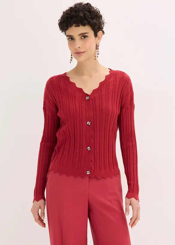 Kort strikkejakke med hullm&oslash;nster, bonprix