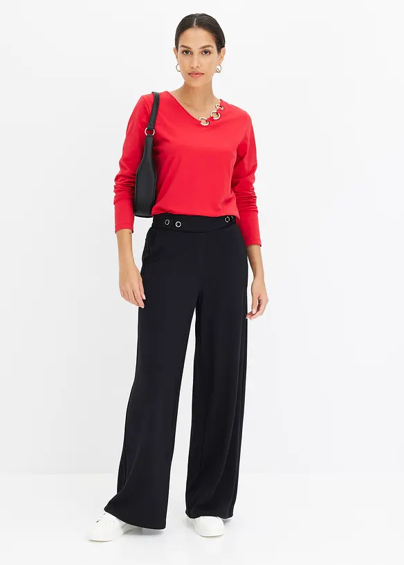 Langermet topp med maljer, bonprix