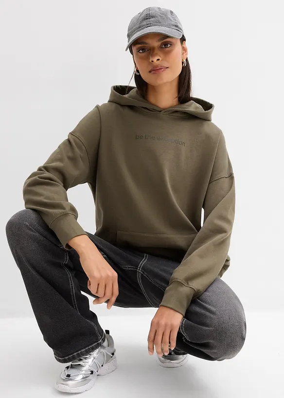 Oversized hettegenser i 100% &oslash;kologisk bomull, bonprix