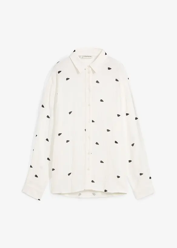Musselin-bluse med hjertem&oslash;nster, bonprix