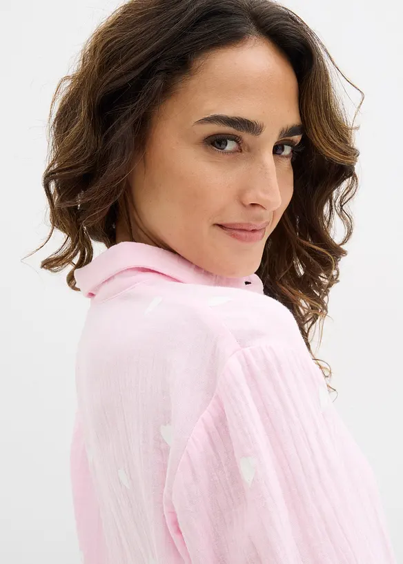 Musselin-bluse med hjertem&oslash;nster, bonprix