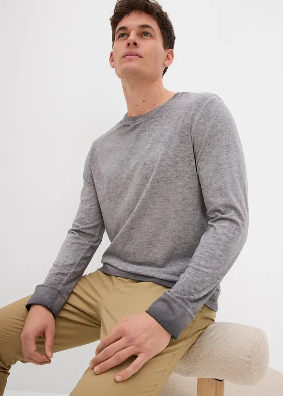 Langermet topp i &oslash;kologisk bomull (2-pack), bonprix