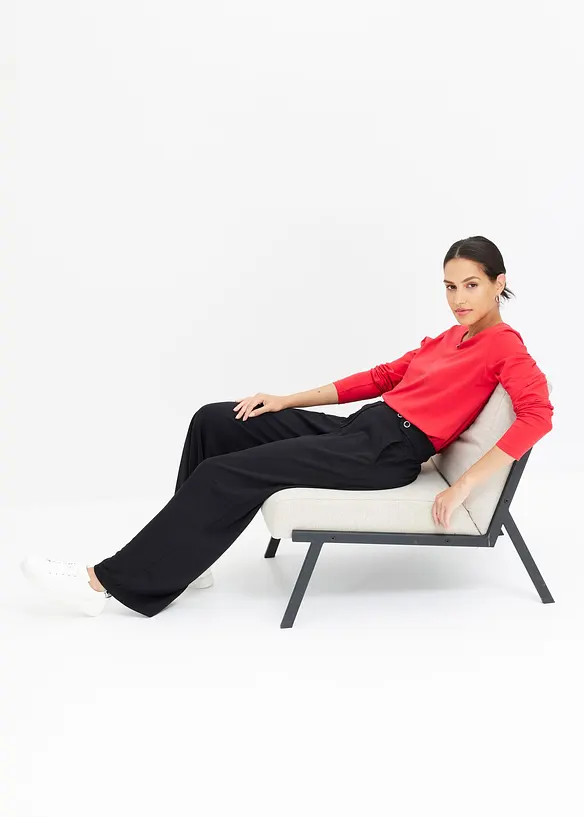 Langermet topp med maljer, bonprix