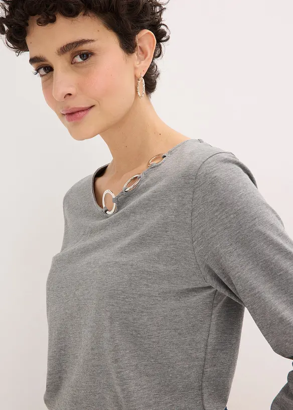 Langermet topp med maljer, bonprix