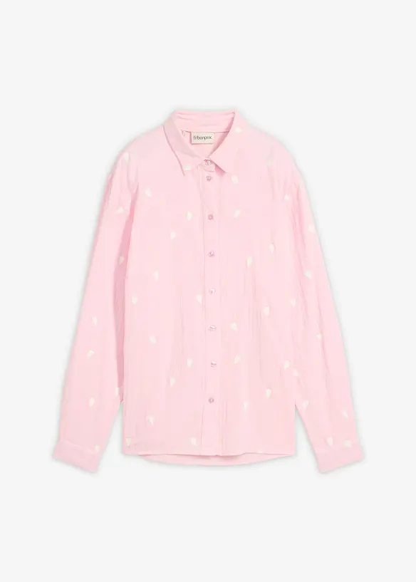 Musselin-bluse med hjertem&oslash;nster, bonprix
