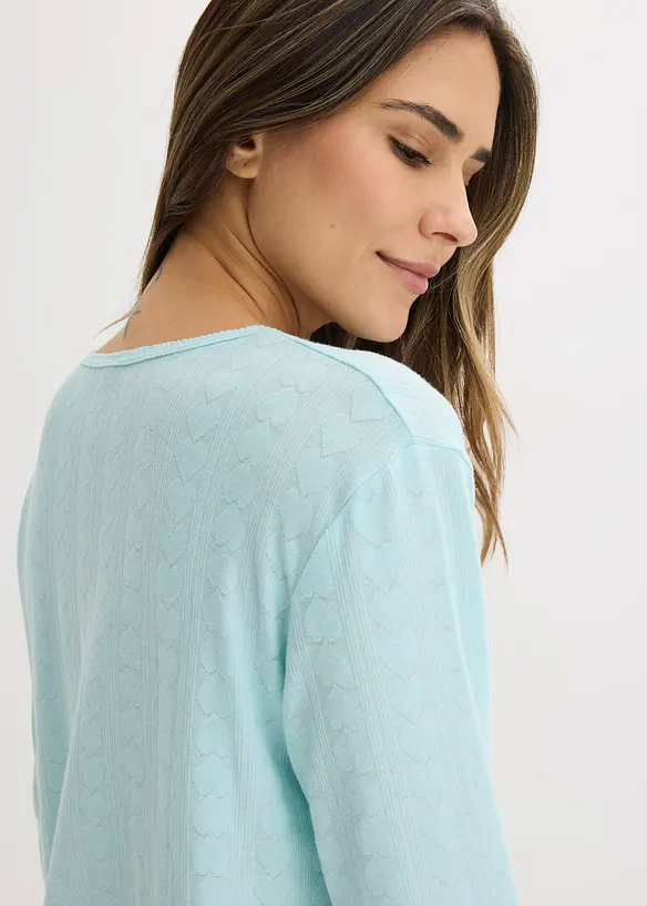 Pyjamas i lett materiale med hjertem&oslash;nster, bonprix