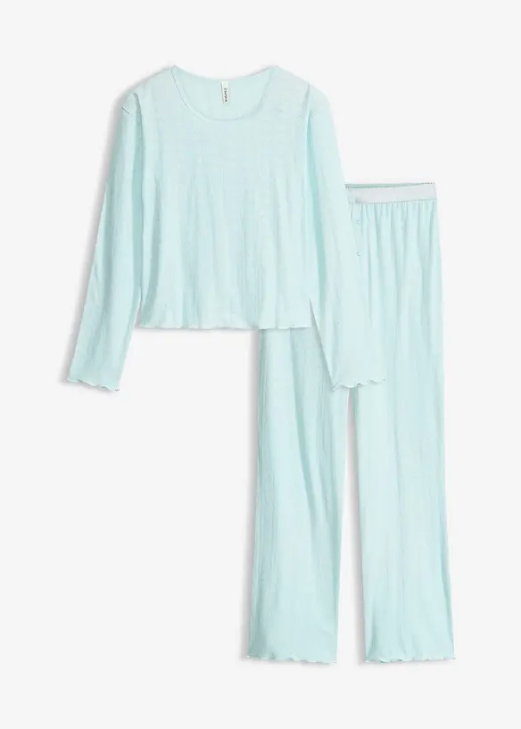 Pyjamas i lett materiale med hjertem&oslash;nster, bonprix