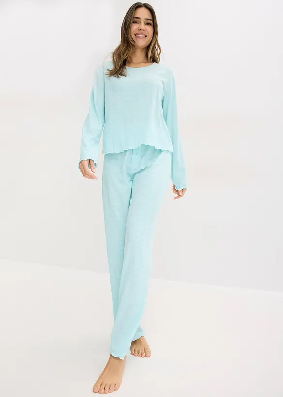 Pyjamas i lett materiale med hjertem&oslash;nster, bonprix