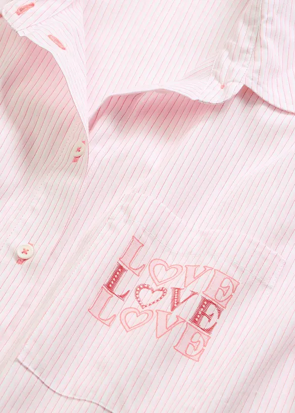 Oversized, vevd nattskjorte til dame i 100% bomull, bonprix