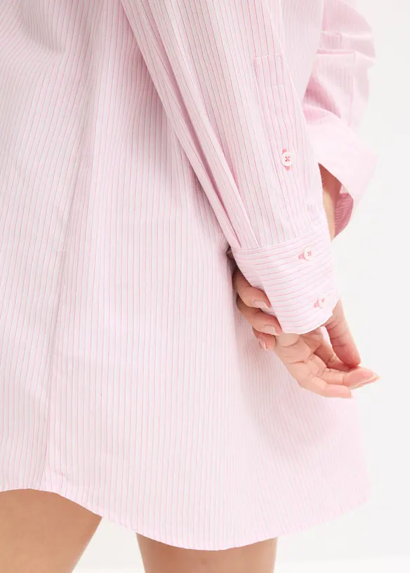 Oversized, vevd nattskjorte til dame i 100% bomull, bonprix