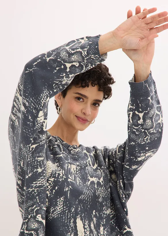 Genser med flaggermusermer og slangem&oslash;nster, bonprix