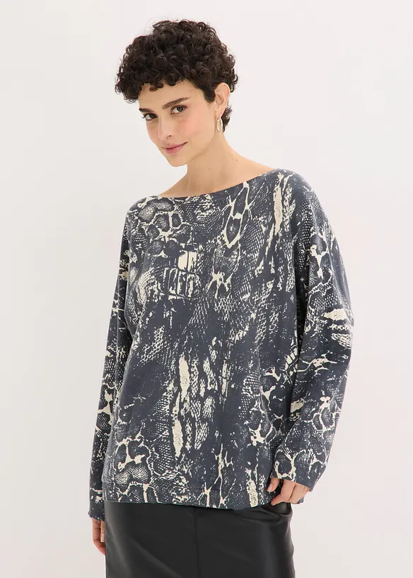 Genser med flaggermusermer og slangem&oslash;nster, bonprix