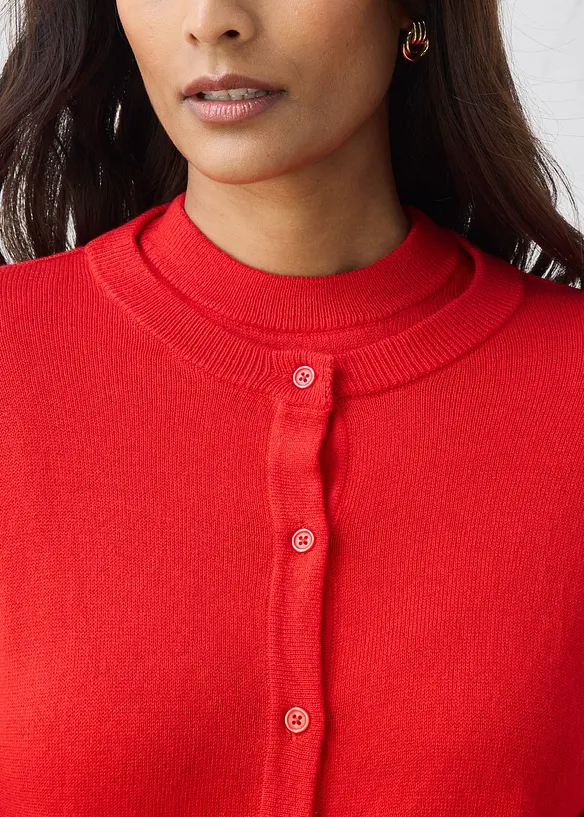 Kort cardigan med silke, bonprix