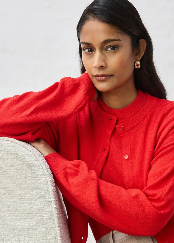 Kort cardigan med silke, bonprix