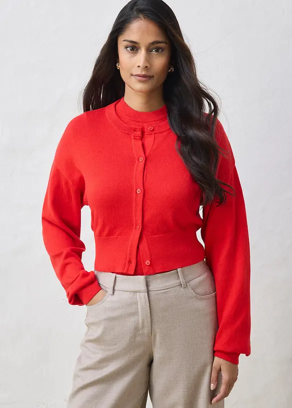 Kort cardigan med silke, bonprix