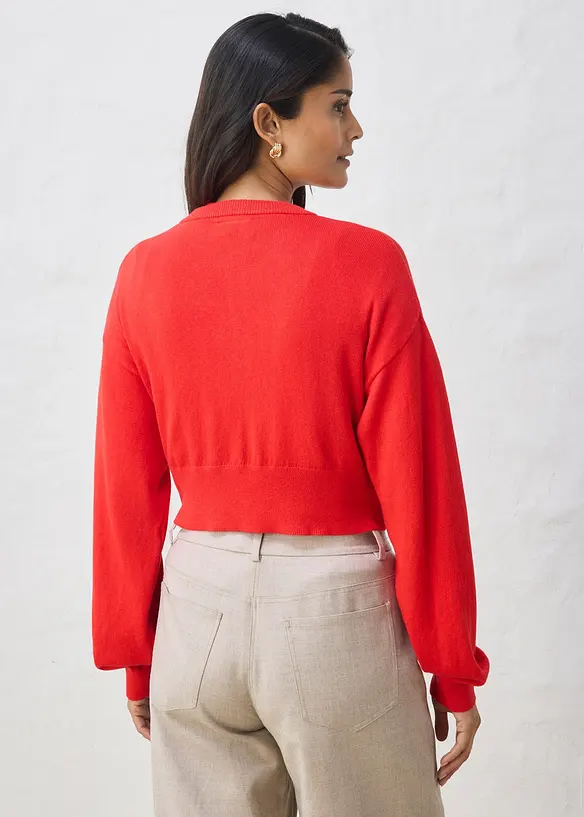 Kort cardigan med silke, bonprix