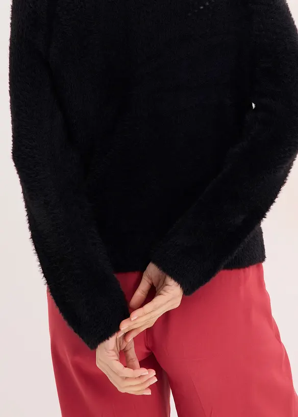 Genser med hullm&oslash;nster og fj&aelig;rgarn, bonprix