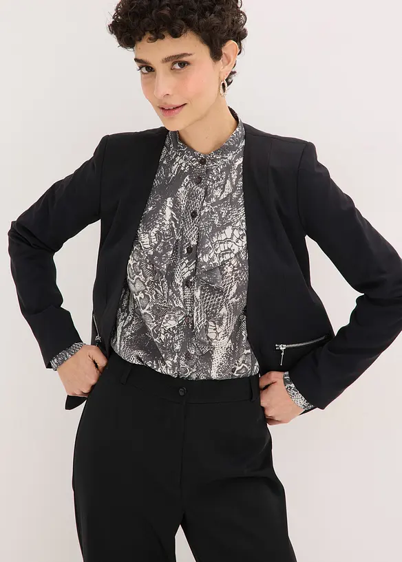 Chiffonbluse med volanger, bonprix