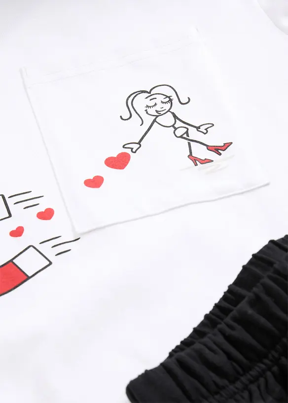 Kort pyjamas i myk bomull, bonprix