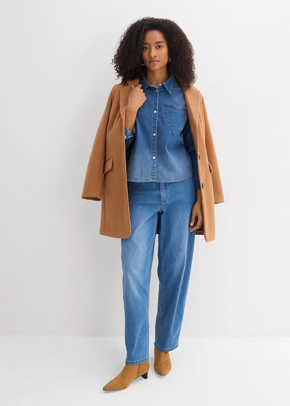 Jeansskjorte med &oslash;kologisk bomull, bonprix