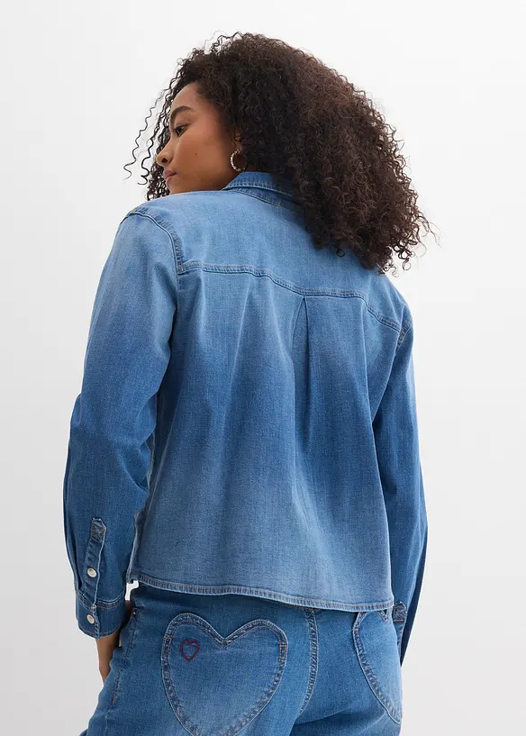 Jeansskjorte med &oslash;kologisk bomull, bonprix