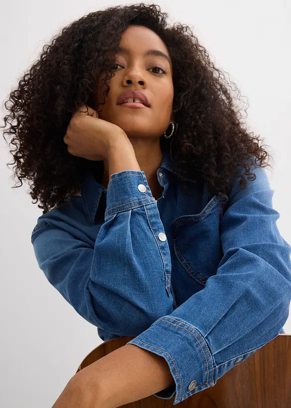 Jeansskjorte med &oslash;kologisk bomull, bonprix