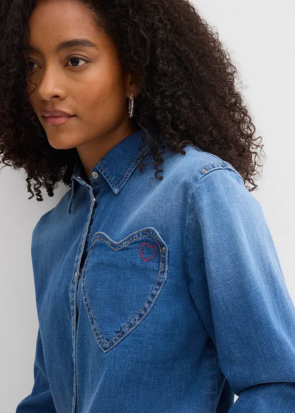 Jeansskjorte med &oslash;kologisk bomull, bonprix