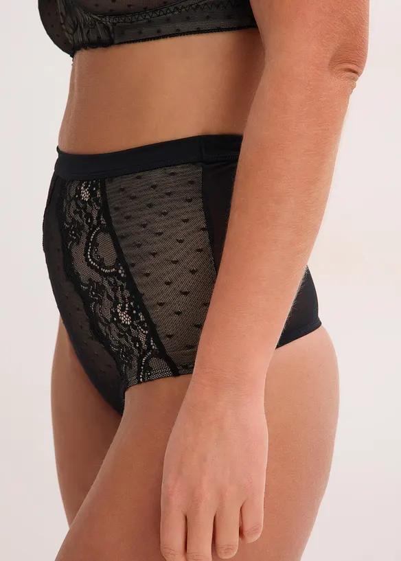 Shape-stringtruse med blonder, middels formende, bonprix