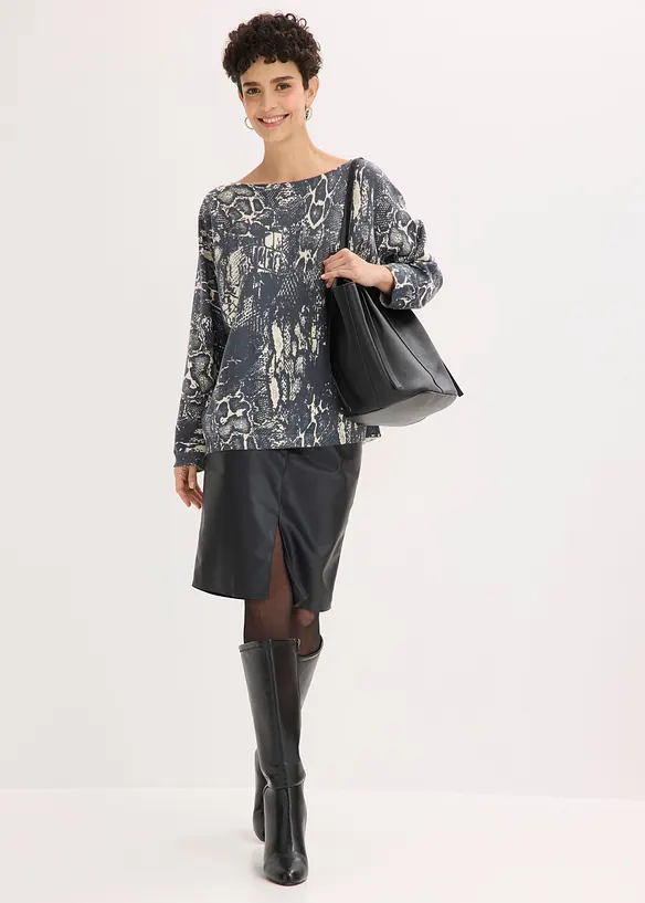 Genser med flaggermusermer og slangem&oslash;nster, bonprix